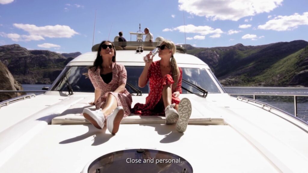 Girls relaxing and having a good time on a yacht boat 